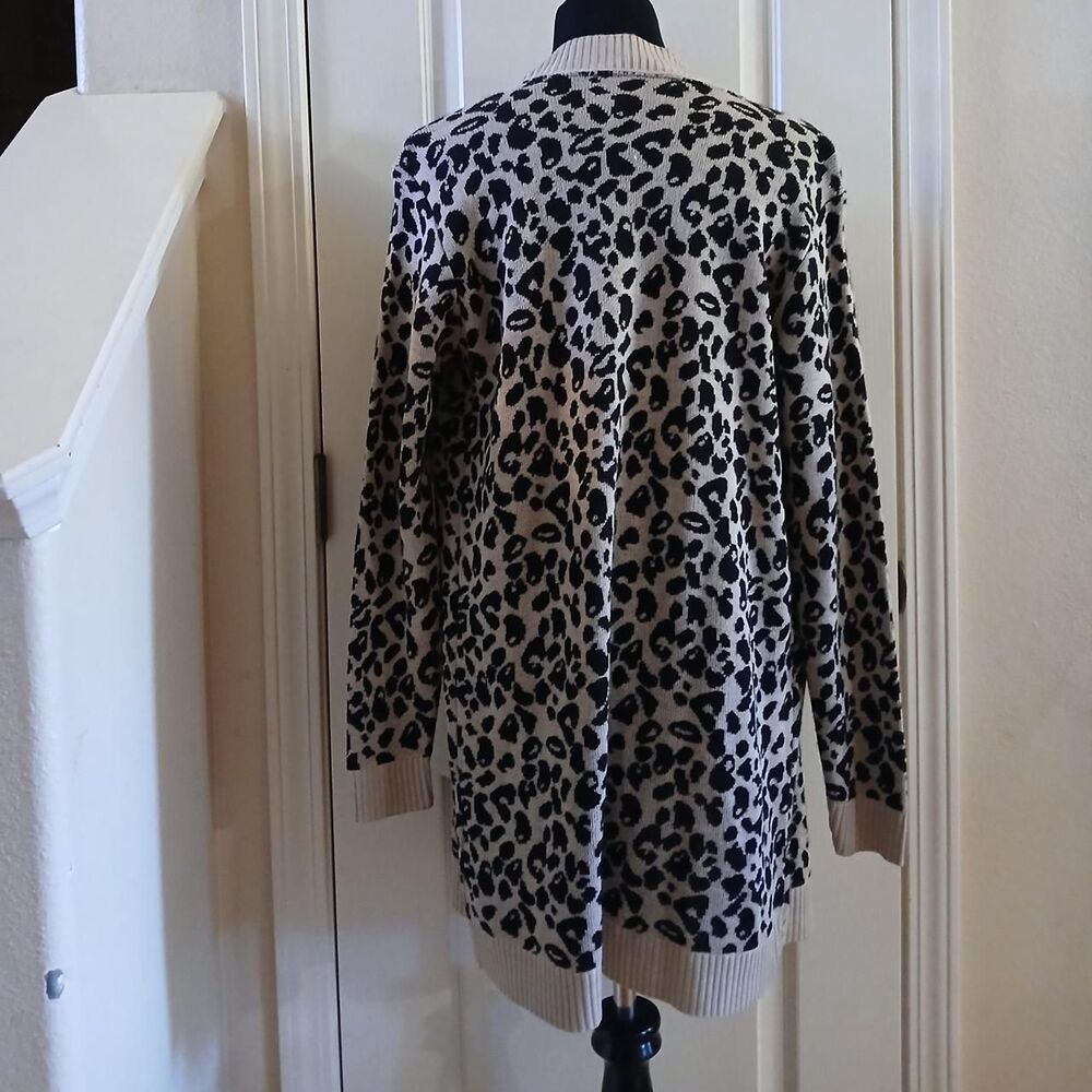 Nine West Leopard Print Open Front Knit Cardigan … - image 2